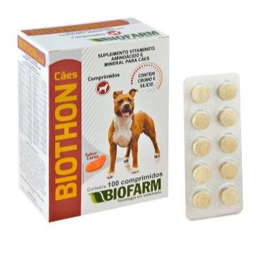 Biothon cães 100 Comprimidos - Suplemento para Cachorro - Ganho massa Muscular - Pitbull