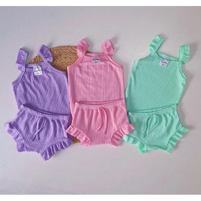 Conjunto de bebê Body de alcinha com Babado Frufru Cores Candy Verão em Oferta na Shopee