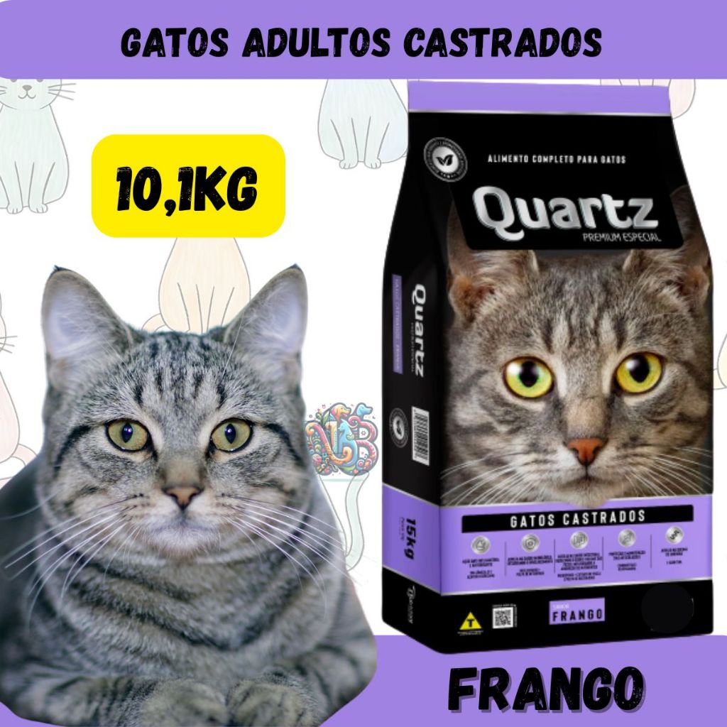 Quartz Ração Premium Especial Gatos Castrados Frango 10,1kg
