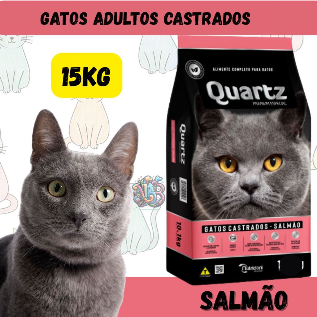 Quartz Ração Premium Especial Gatos Castrados Salmão 15Kg