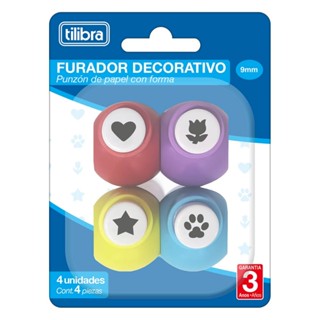 Kit com 4 Furador Decorativo Perfurador Patinha Coração Estrela Flor - 9mm - Tilibra em Oferta na Shopee