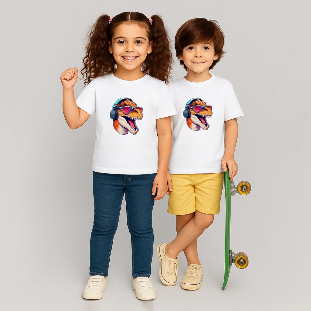 Camiseta Infantil Unissex Estampa Dinossauro Estampada Algodão Menino Menina