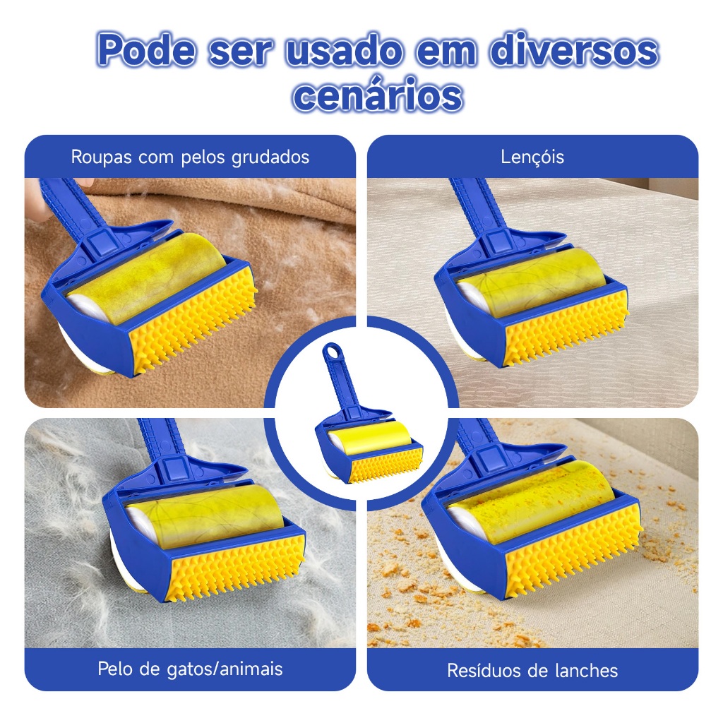 Removedor de Pelos e fiapos Momovida de Animais de Estimação Escova e Rolo Adesivo Rolante 2 Em 1 em Oferta na Shopee