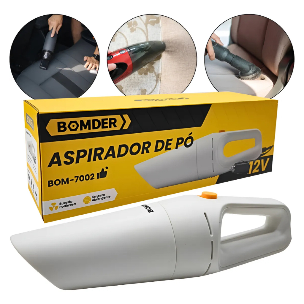 Aspirador Portátil De Pó Carro Automotivo Potente 12v, Limpeza interna do carro com 3 bocas