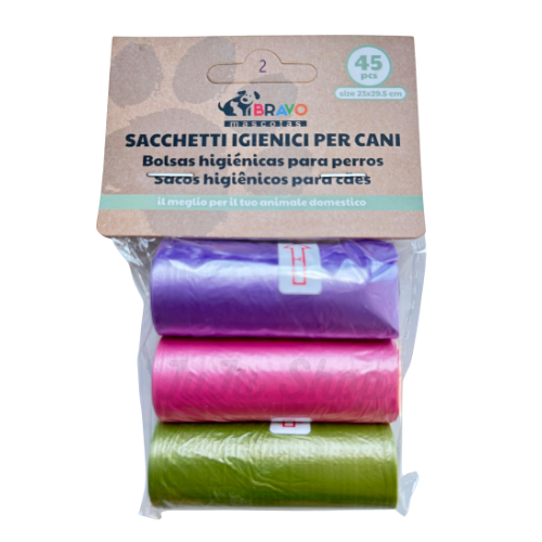 Refil Saquinho Cata Caca Pet 3 Rolos 45 Unidades Biodegradável Coletor Fezes Cachorro Gato Universal