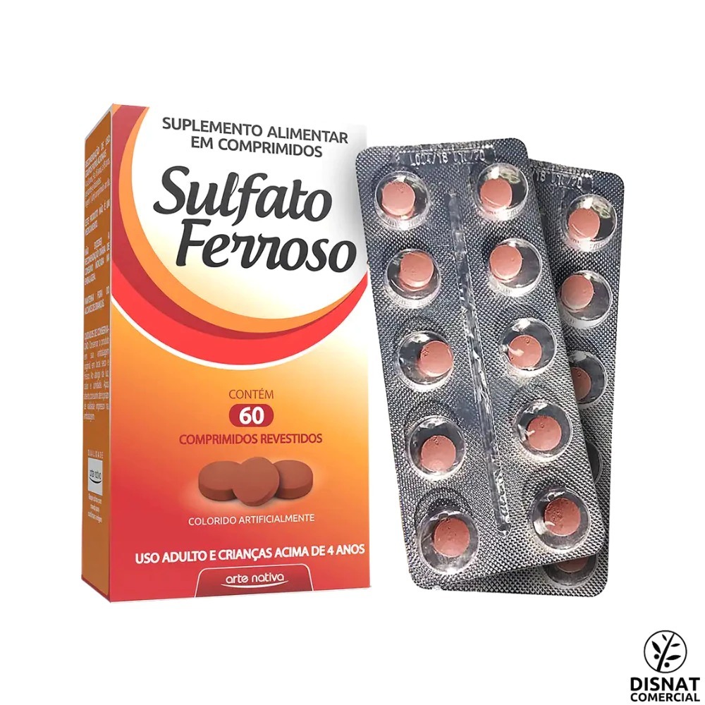 Sulfato Ferroso Fonte de Ferro 60 Comprimidos - Arte Nativa