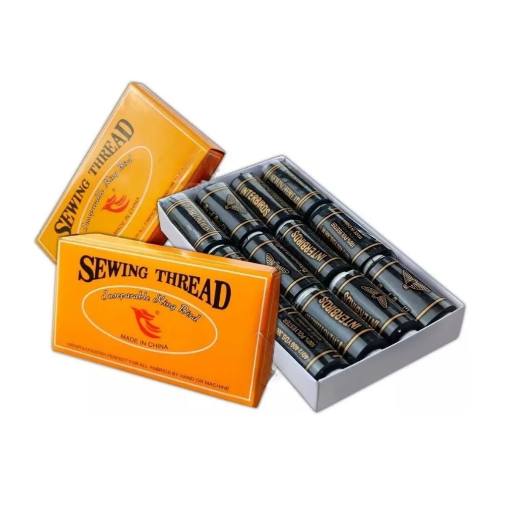 Kit 12 Linhas de Costura Preto 100% Poliéster em Oferta na Shopee