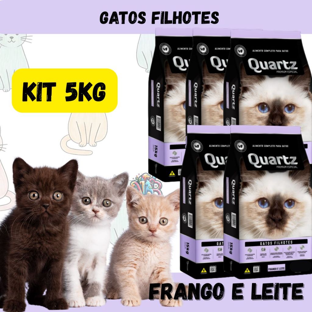 Quartz Ração Premium Especial Gatos Filhotes Frango e Leite 5kg em Oferta na Shopee