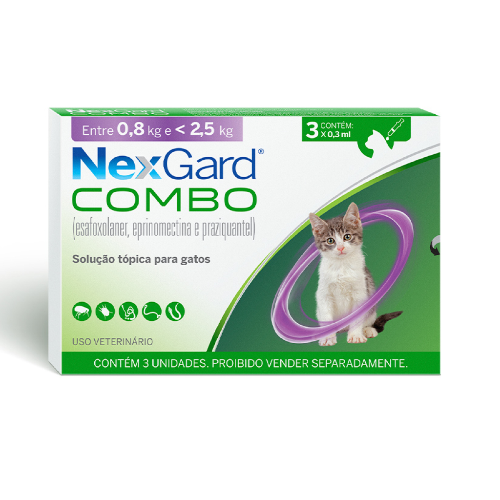 Nexgard Combo 3 Pipetas Para Gatos 0,8 A 2,5kg