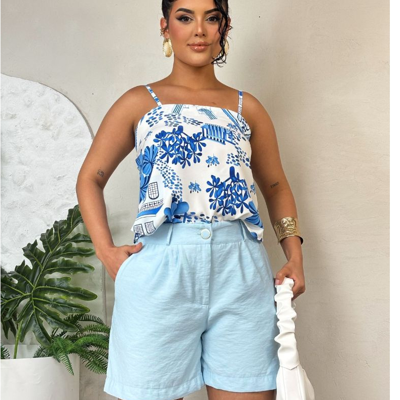 short femenina cintura alta tecido censorial  elastico na  costa bolso na  lateral em Oferta na Shopee