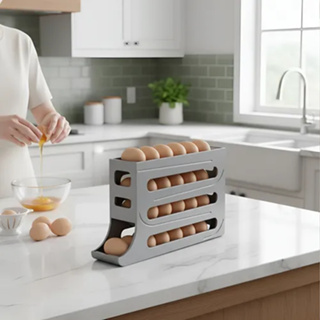 Porta Ovos 4 Andares Rolante para 30 Ovos – Organizador de Geladeira, Plástico Resistente, Fácil de Limpar em Oferta na Shopee