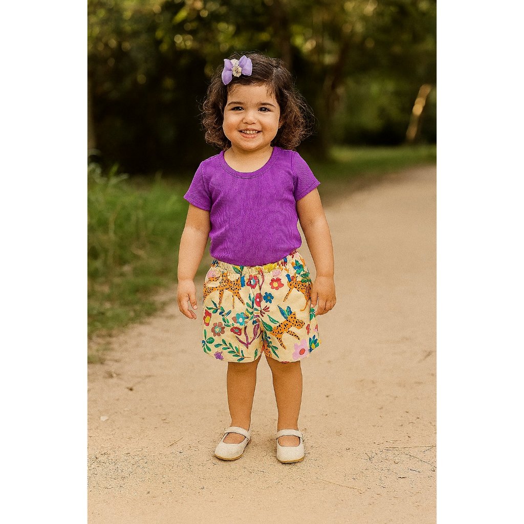 Kit 4 peças (2 conjuntos) menina, material confortável, estampa sortida, tamanho de 1 a 3 anos