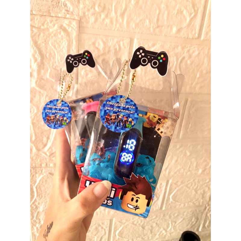Relógio Digital na Caixa de Acetato Roblox Lembrancinhas Personalizadas