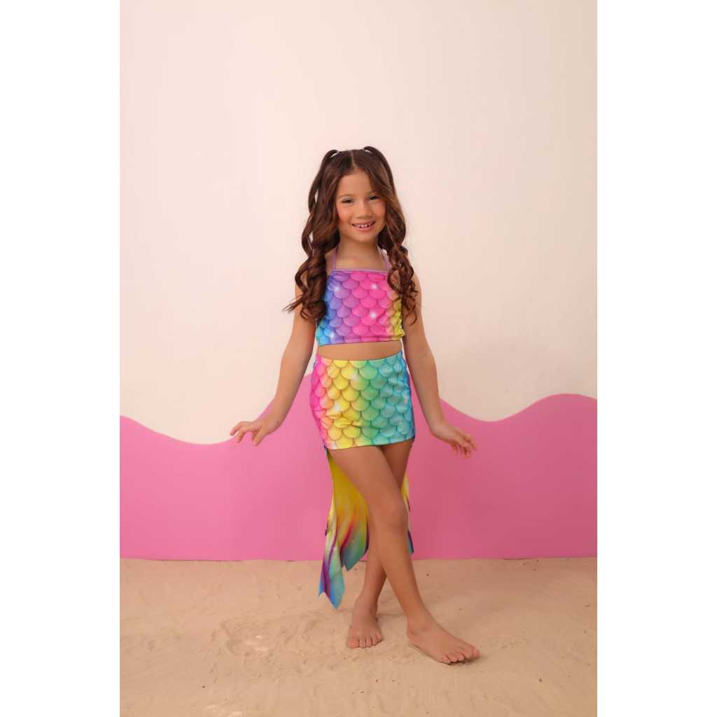 Biquini Infantil Saia Cauda de Sereia Aberta Piscina Mar Tendência 2026 Qualidade Premium em Oferta na Shopee
