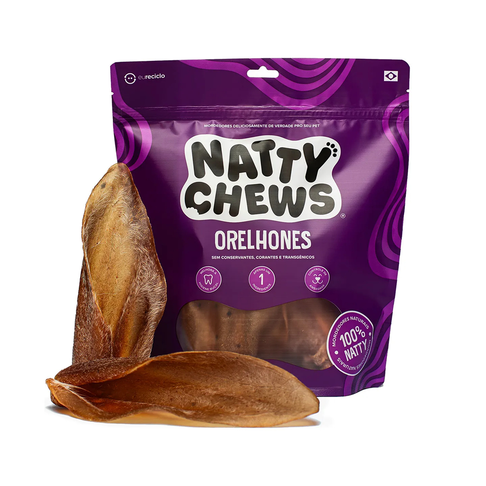 Petisco Orelhones Natty Chews Orelha Bovina 3 Unidades em Oferta na Shopee