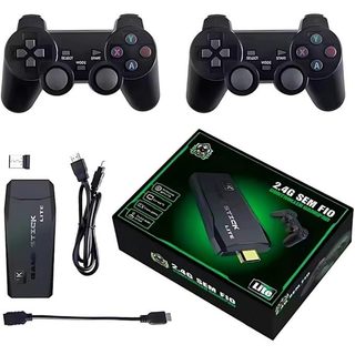 Video Game Stick 10000 Mil Jogos 64GB + 2 Controles sem Fio Console de Videogame Retrô 4k HD Console de Videogame