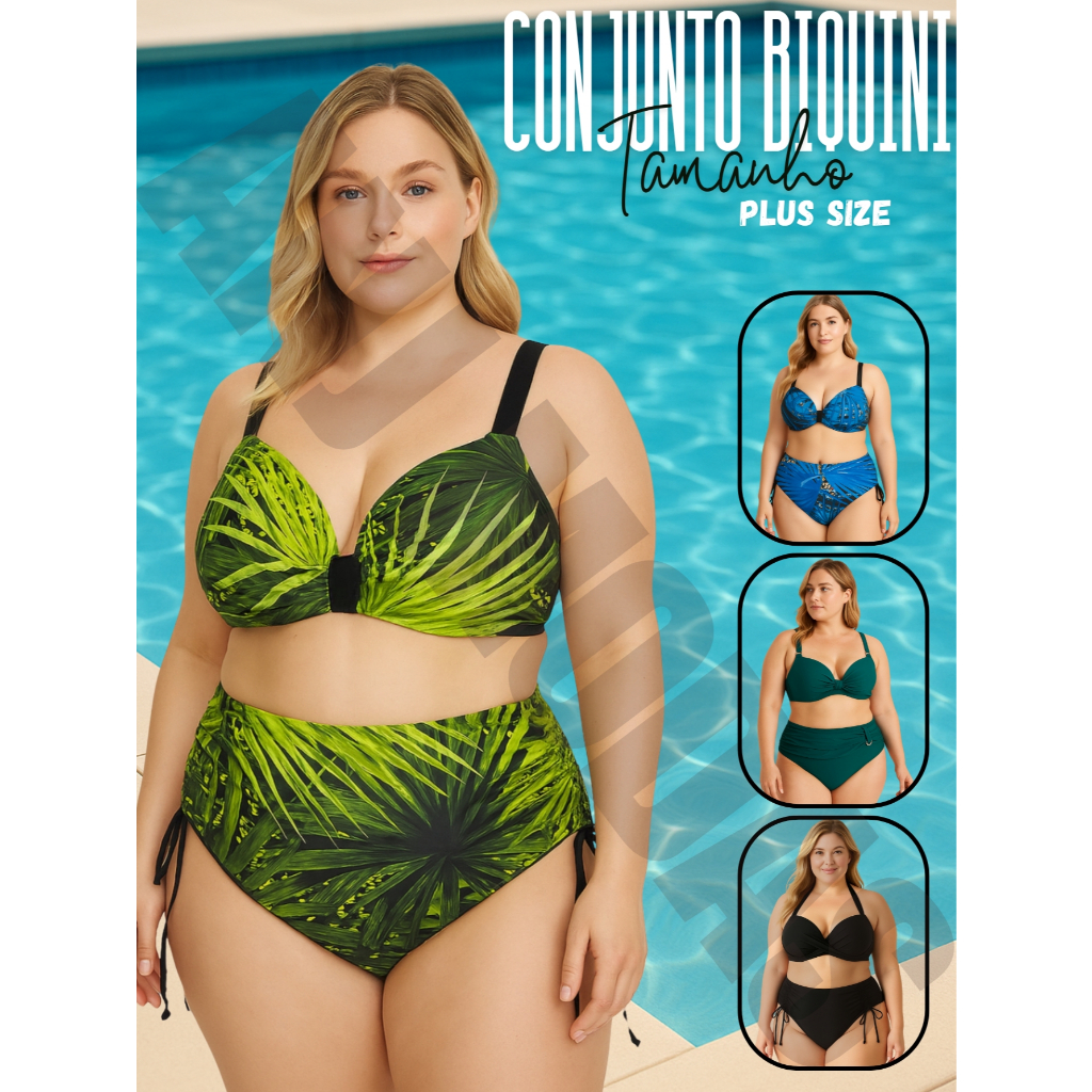 Biquini Plus Size Feminino Kit 2 Peças Tamanho Grande Estilo Biquine