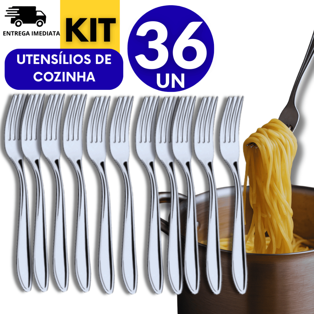 Kit 36 Garfos Talher  Luxo Conjunto de Aço Inox Reutilizável para Cozinha Cafeteria Restaurante Lanchonete Bar em Oferta na Shopee