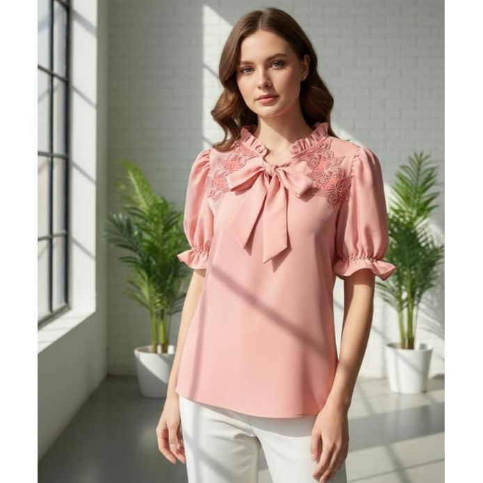 Blusa Laço Frontal Feminino Manga Princesa em Oferta na Shopee