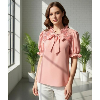 Blusa Laço Frontal Feminino Manga Princesa em Oferta na Shopee