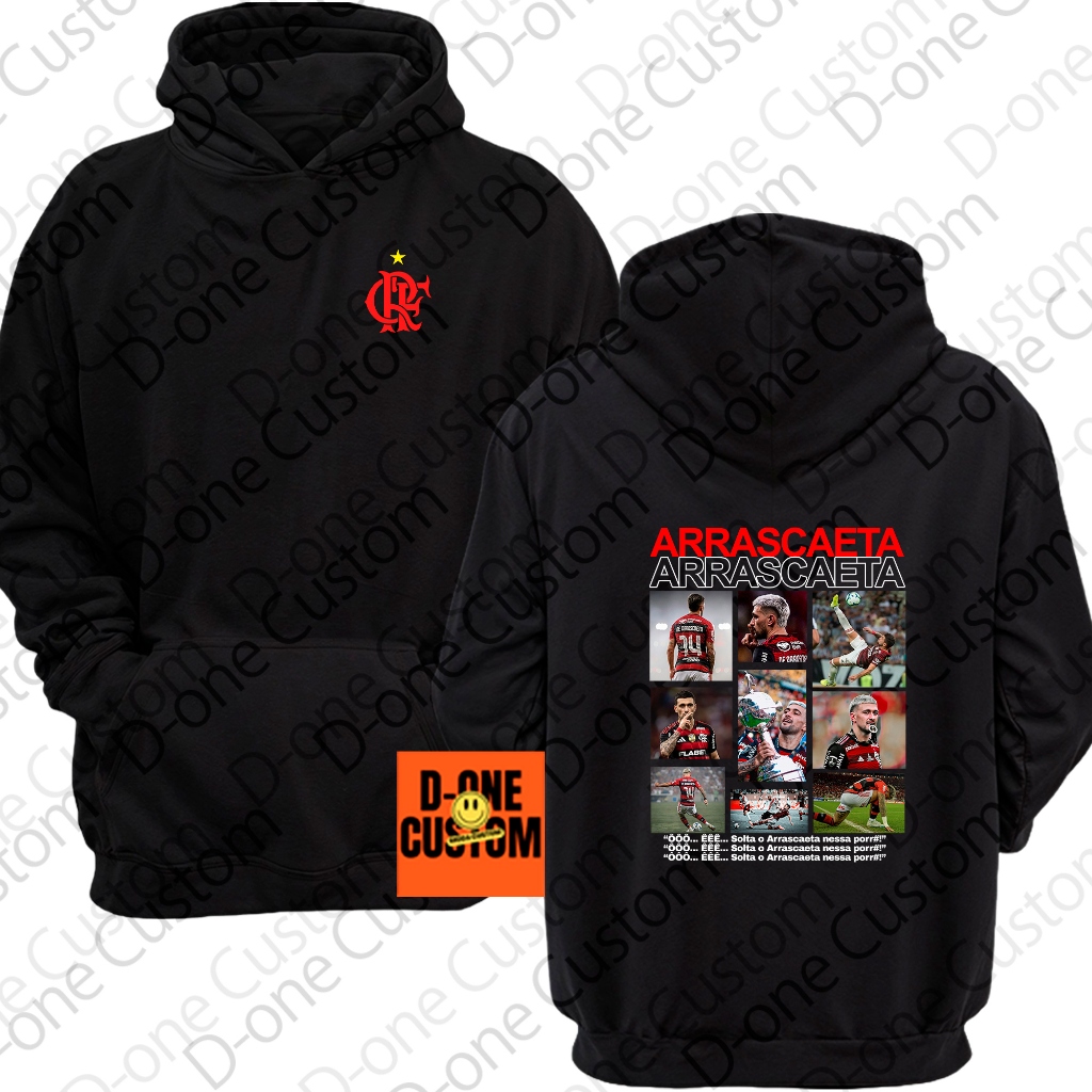 Moletom Blusa de Frio Arrascaeta Logo Time Vermelho Estiloso Estampa Casual Manto Jogador Estádio