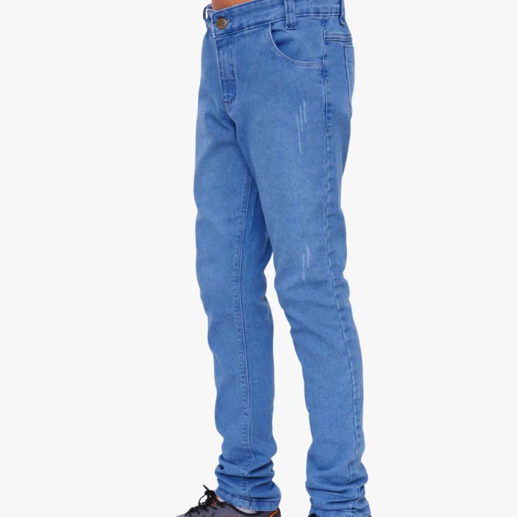 Calça Jeans Masculina Infantil Menino Regulador Ajuste Elastico Cintura Bolso Premium Ziper 10 ao 16