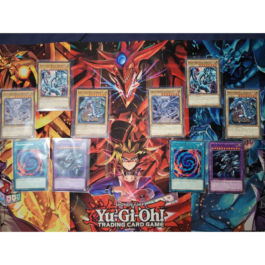 Combo Fusão - 3 Blue-Eyes White Dragon + Poli + Ultimate. Escolha o idioma da sua preferência. Yugioh Original Konami!