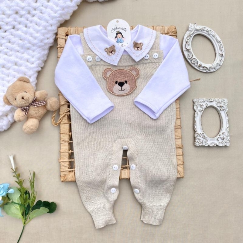 Saida de maternidade Conjunto Tricot Carinho Bebê