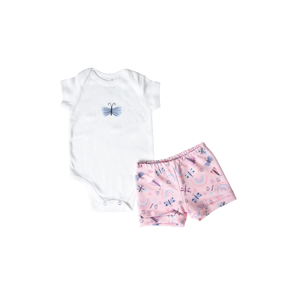 Conjunto tapa fralda e body curto Libelula