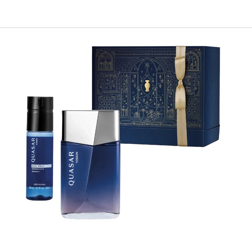 Kit Presente Perfume Quasar Vision O Boticário 100 Ml+Caixa+Sacola