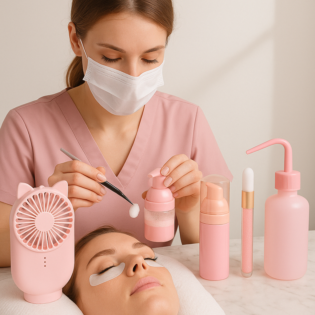 Kit Secagem de Cílios com Nano Mister e Mini Ventilador USB para Extensão e Alongamento de Cílios