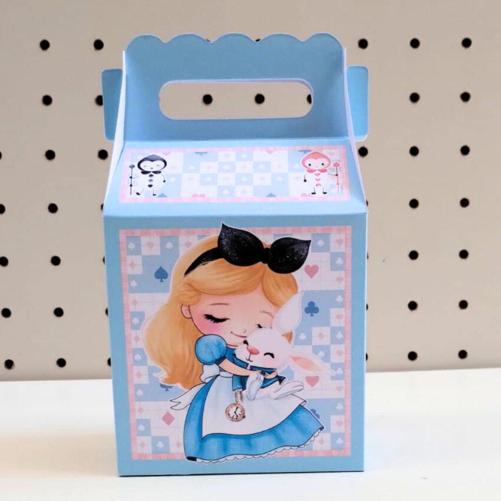 Kit Caixinhas Sacolinha Personalizadas Alice no País das Maravilhas Aquarela | Lembrancinhas