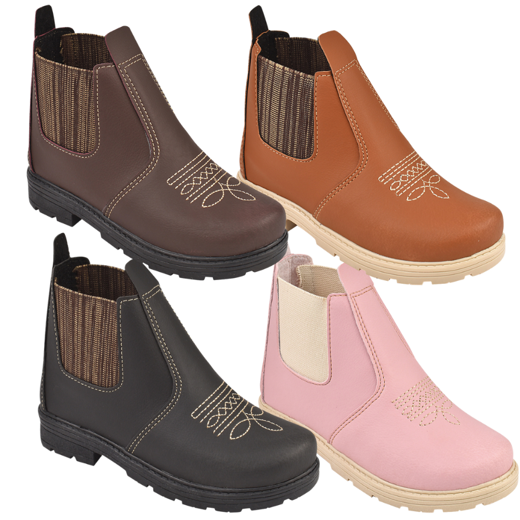 Bota Jeca Infantil Menino Botinha Jequinha Confortavel Leve Rodeio Cowntry