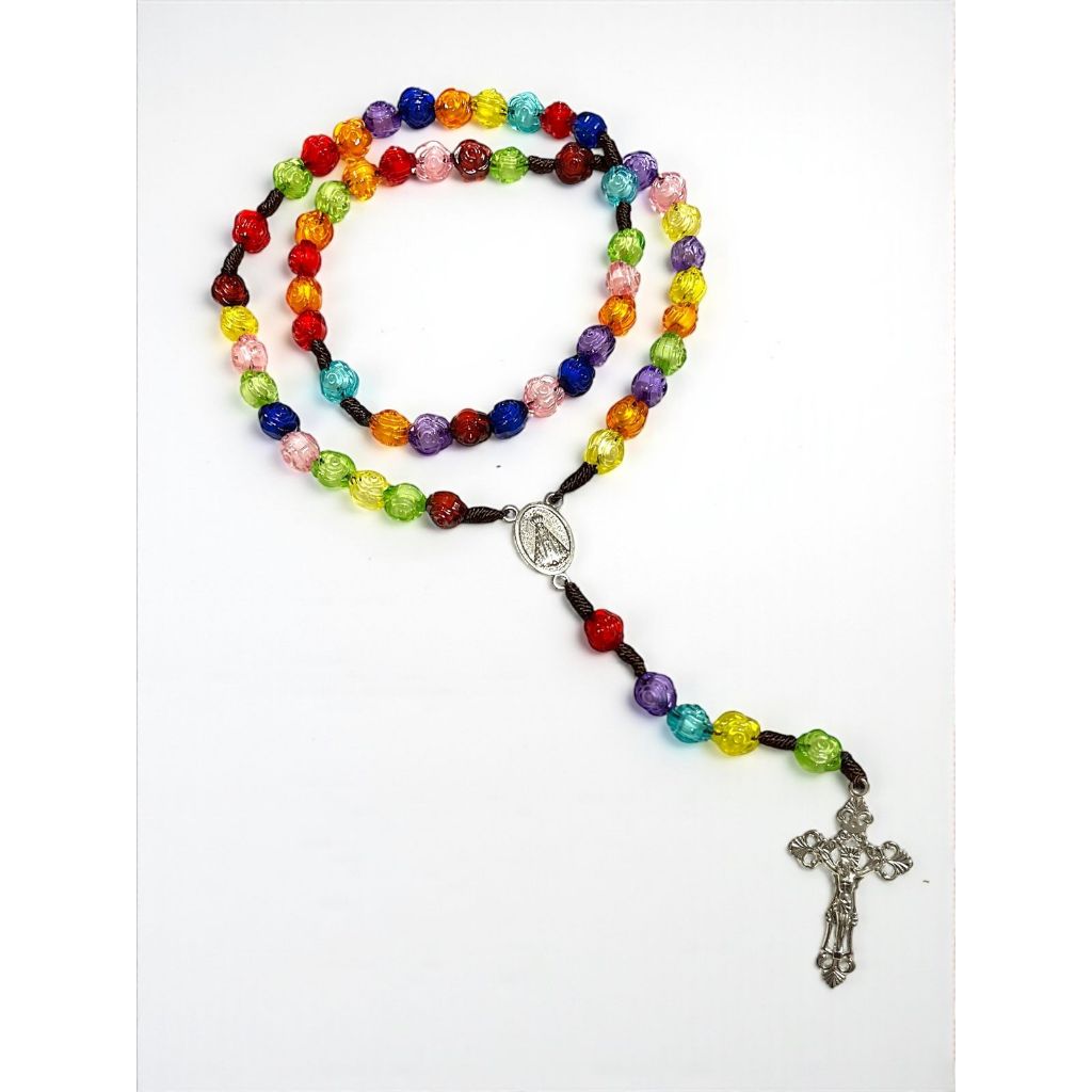 Terço Nossa Senhora Aparecida Rosas Colorido 46cm