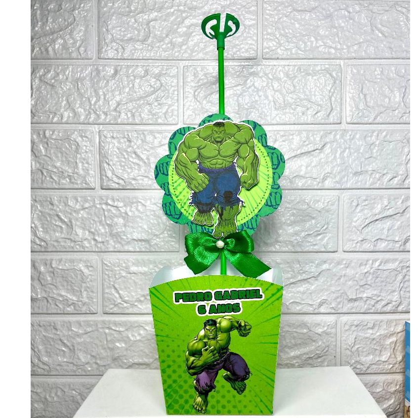 CENTRO DE MESA INCRIVEL HULK - Cachepô incrível hulk -PEGUE E MONTE - Decoração de mesa de festa infantil