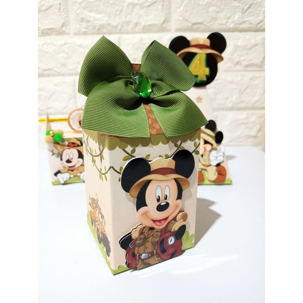 Caixa Milk Mickey Safari - Personalizados Safari Mickey - Lembrancinha Mickey Safari
