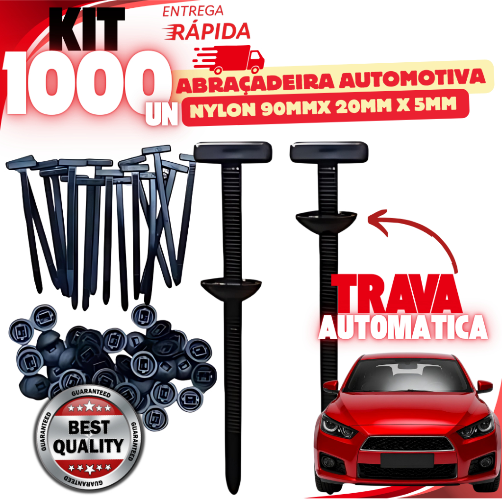 Kit 1000 ou 500 Abraçadeira de Nylon Plástica Automática Universal Fixador Multiuso Fivela Carro Moto Casa