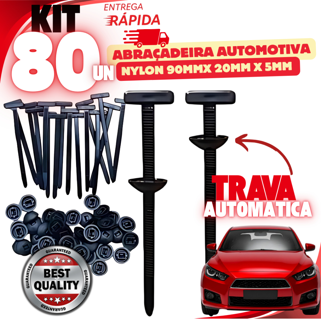 Kit 80/40/20 Abraçadeira de Nylon Plástica Automática Universal Fixador Multiuso Fivela Carro Moto Casa