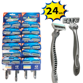 Barbeador Descartável com 3 Lâminas Veonvo VN004 – Cartela Econômica com 12 ou 24 Unidades em Oferta na Shopee