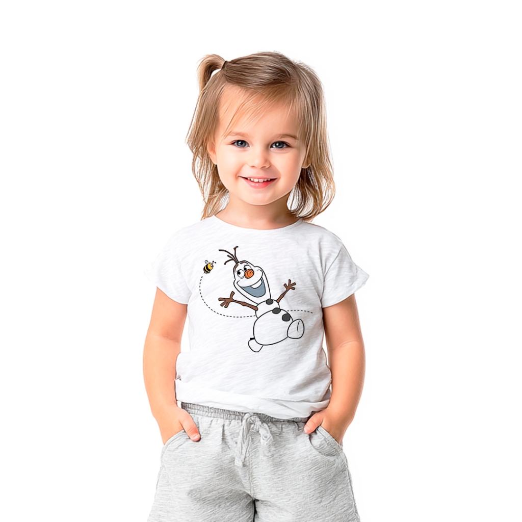 Camiseta Olaf Frozen Disney Infantil Adulto Estampa Divertida Neve Boneco de Gelo