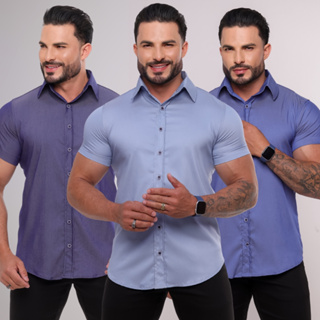 Camisa de Botão Masculina Jeans Tencel Basica Versátil Para Trabalho em Oferta na Shopee