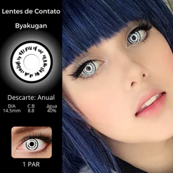(1 par) Lentes de Contato Anual Festa Halloween Cosplay Fantasia Branca Zumbi Caveira Byakugan