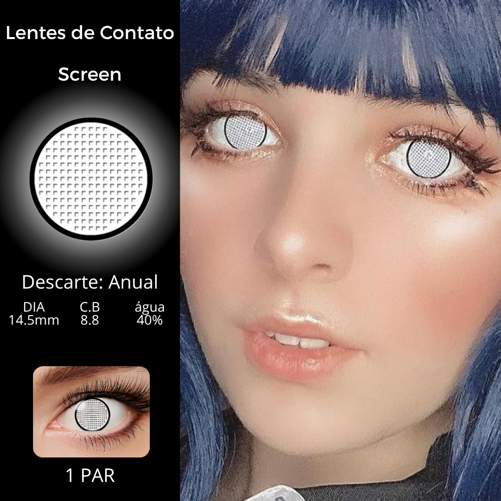 1 par anual Lentes de Contato Festa Halloween Fantasia White Screen Manson Branca Vampiro