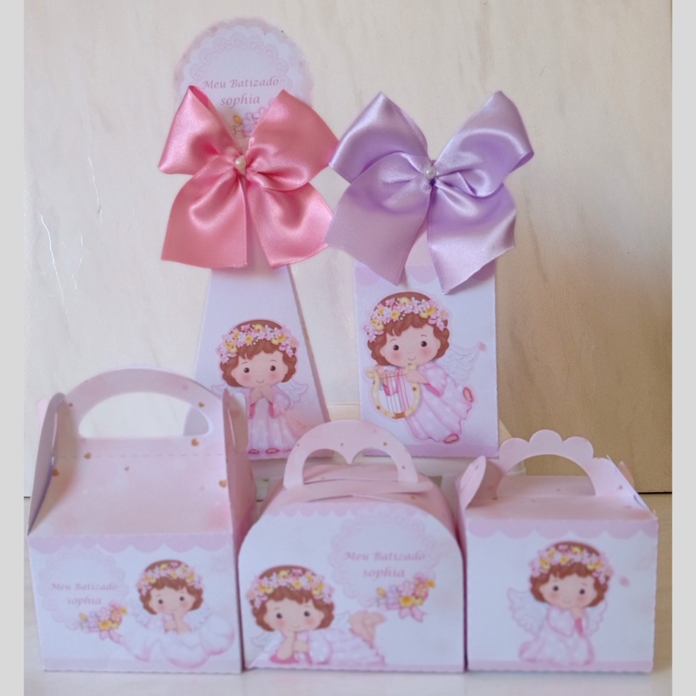 Kit Personalizados Batizado de menina rosa / Kit Festa Caixinhas Personalizadas Lembrancinha Mimos Aniversário.