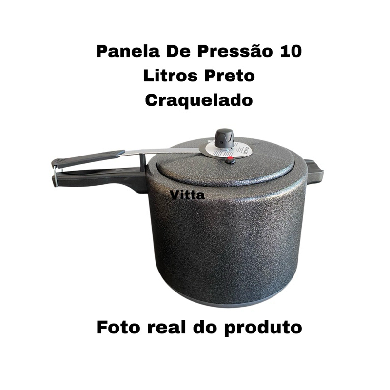 Panela de Pressão 10,0 Litros - Fechamento Interno - Preto Craquelado