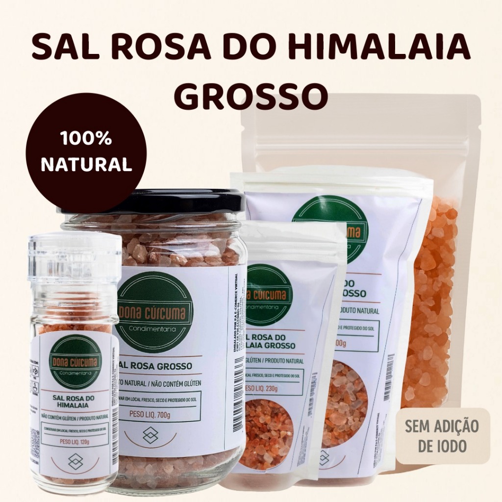 Sal Rosa do Himalaia Grosso 100% Natural | Temperos e Especiarias – Dona Cúrcuma em Oferta na Shopee