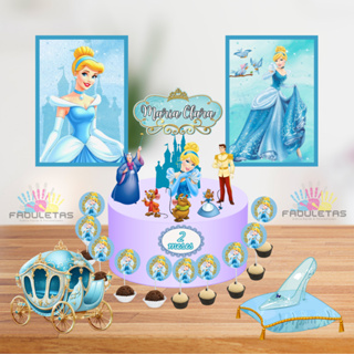 Kit Festa Só Um Bolinho CINDERELA Enviar Nome/Idade IMEDIATAMENTE em Oferta na Shopee