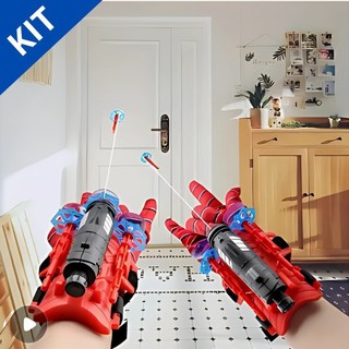 Kit Luvas Homem Aranha Infantil Lançador de Teia Dardo Brinquedo Spider Man Menino