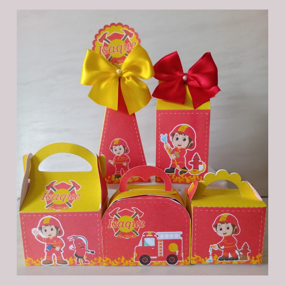 Kit Personalizados Bombeiros/ Kit Festa Caixinhas Personalizadas Lembrancinha Mimos Aniversário.