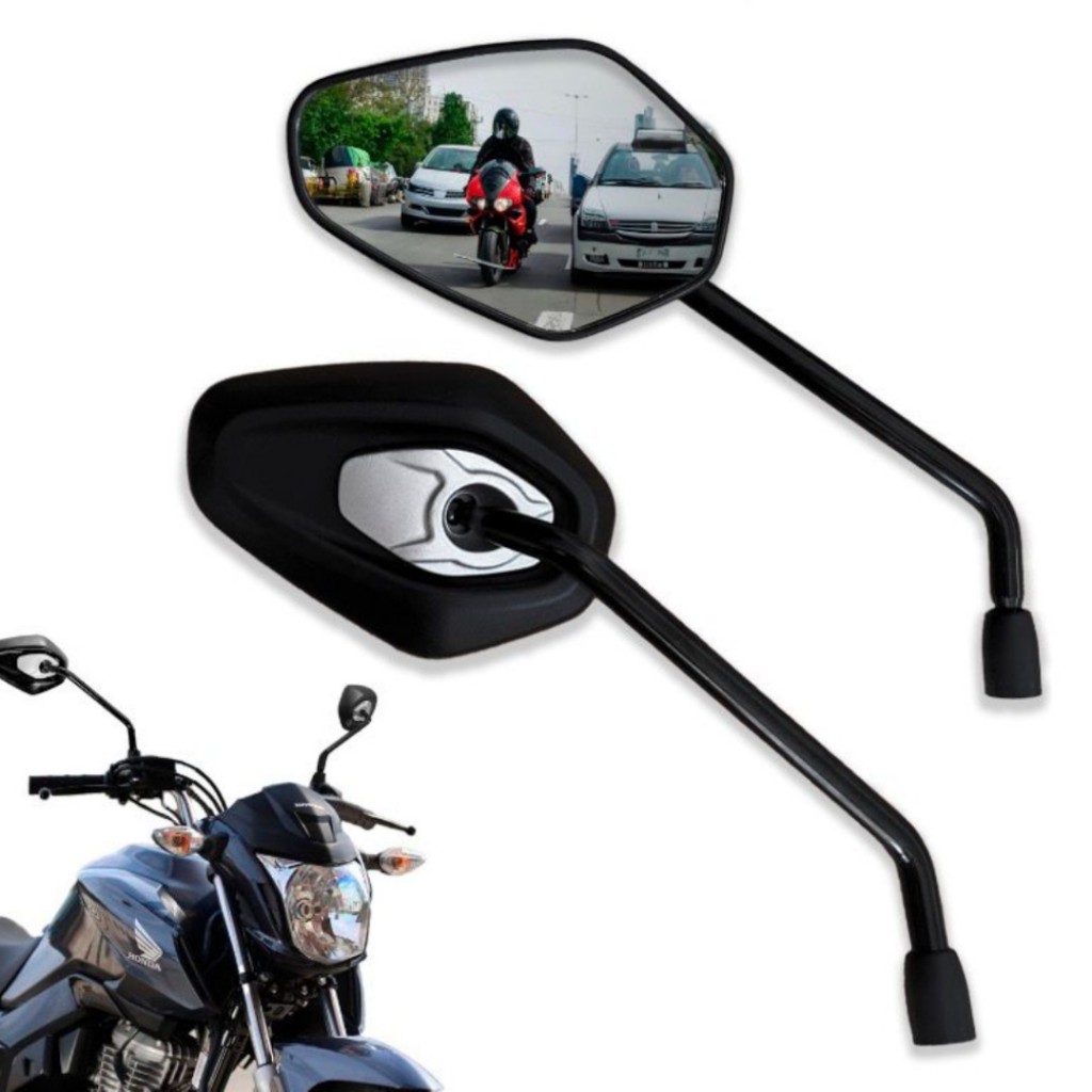 Par Espelho Retrovisor Tiger 1200 Fixo Rosca Honda Lente Convexa